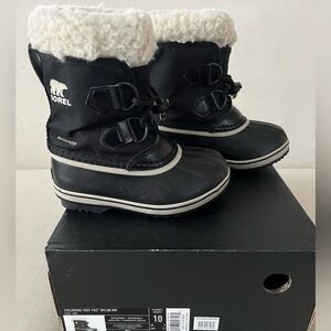 Sorel Kids Black and White Snow Boots